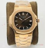 PFF Factory V4 Patek Philippe Nautilus Replica Watch Swiss 9015 Rose Gold Brown Dial